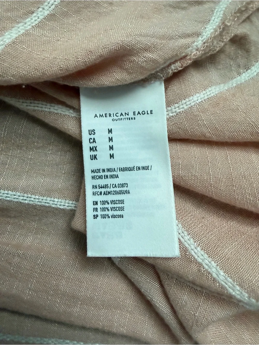 American Eagle Outfitters Stripped Button Front Blouse Women’s M Blush/white - Picture 6 of 6